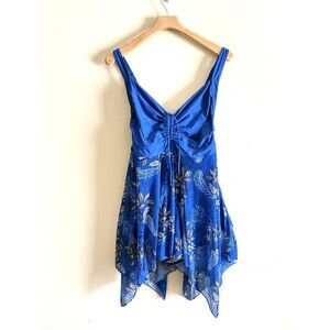 BloomChic Modest Swim Dress Floral Blue Slimming Skirted One Piece Plus 22/24